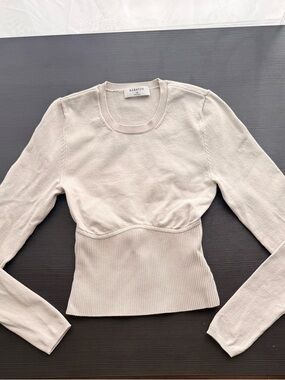 Babaton Cream Sculpt Knit Empire Top